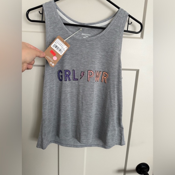 Brooks Tops - Brooks Women's Gray Tank Top with GRL PWR Design